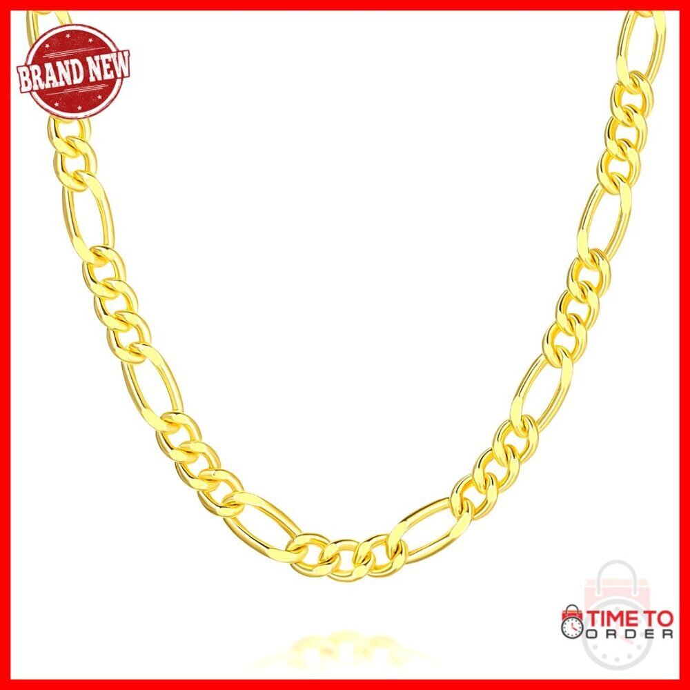 14K Gold Figaro Chain Necklace Unisex 16-26 Inch Lobster Clasp